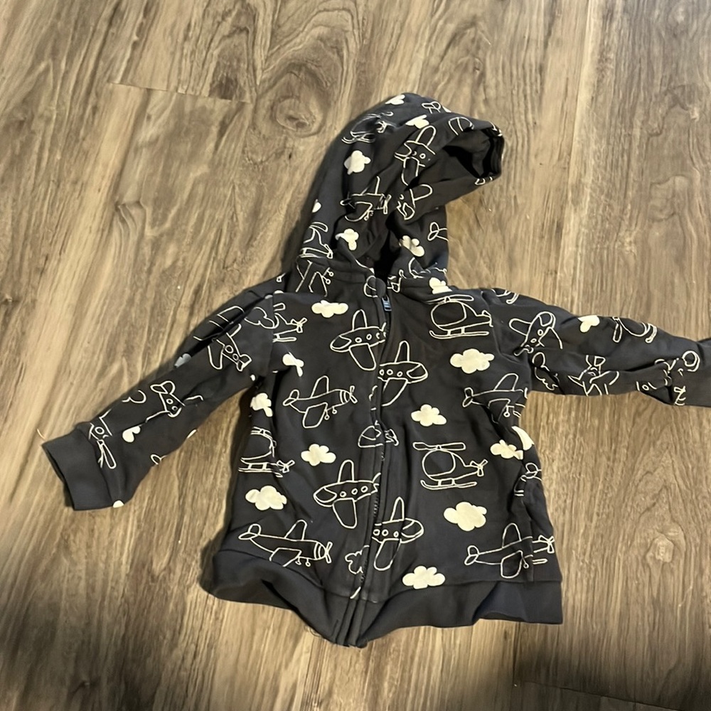 Boy hoodie with airplane and clouds